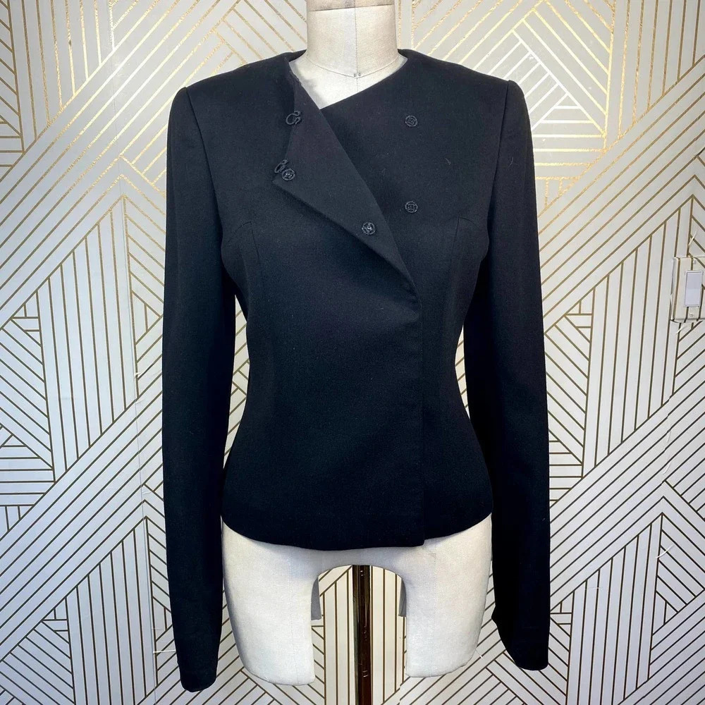 Chloe Black Tailored Asymmetric Blazer Jacket - Picture 4 of 12